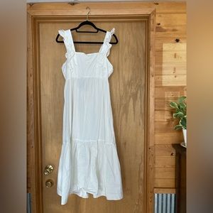 White Ruffle Midi Dress